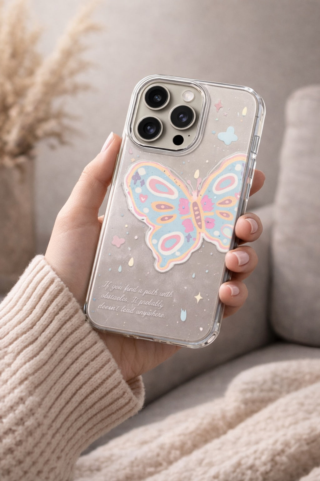 Aesthetic Pastel Butterfly Clear Phone Case | iPhone