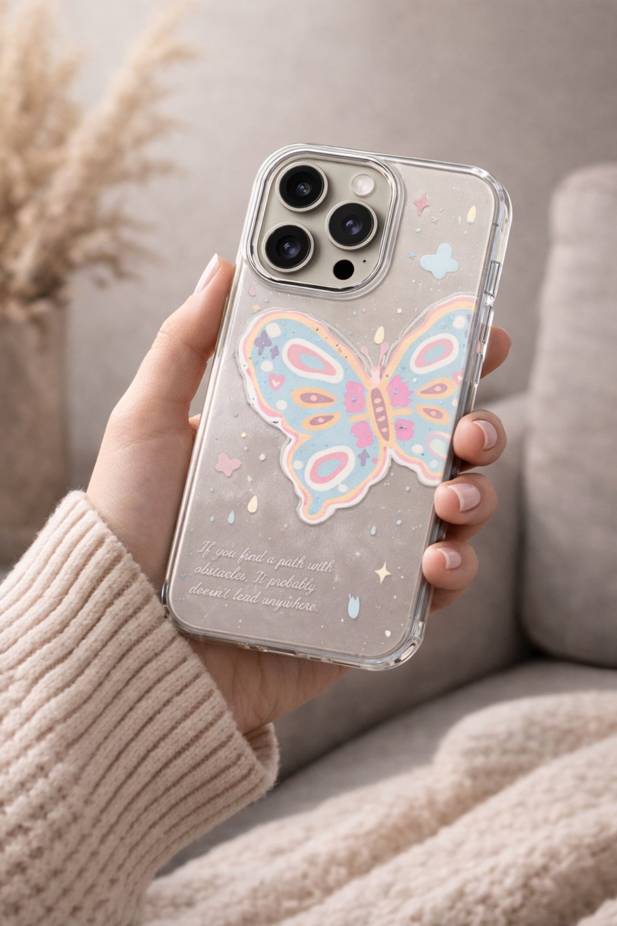 Aesthetic Pastel Butterfly Clear Phone Case | iPhone