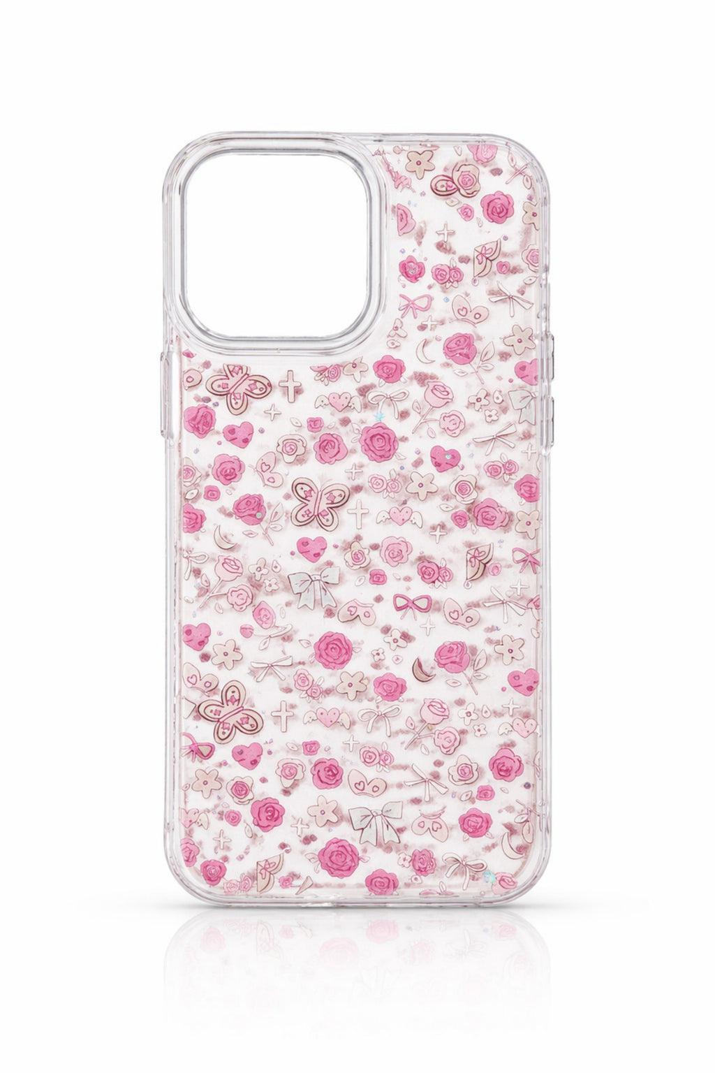 Sparkly Ribbon Bow, Rose & Butterfly Transparent | Cover for iPhone