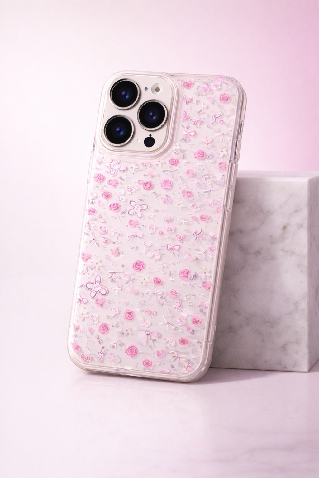 Sparkly Ribbon Bow, Rose & Butterfly Transparent | Cover for iPhone