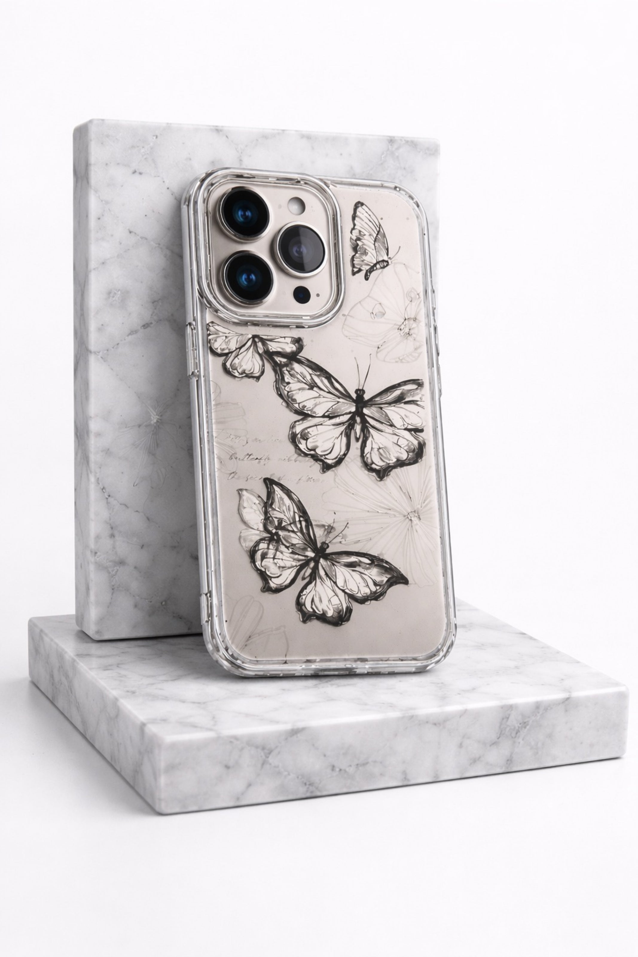 Aesthetic Charcoal Hand-Drawn Transparent Botanical | Cover for iPhone