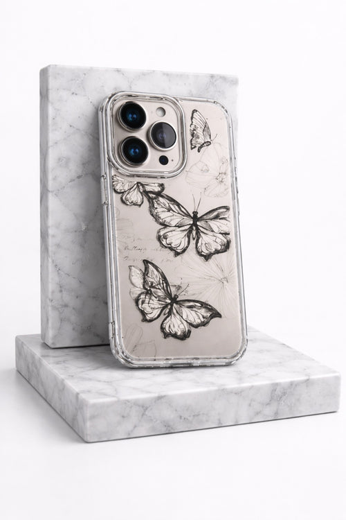Aesthetic Charcoal Hand-Drawn Transparent Botanical | Cover for iPhone
